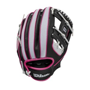 Wilson A200 2021 10 inch T-Ball Glove (White/Black/Pink)